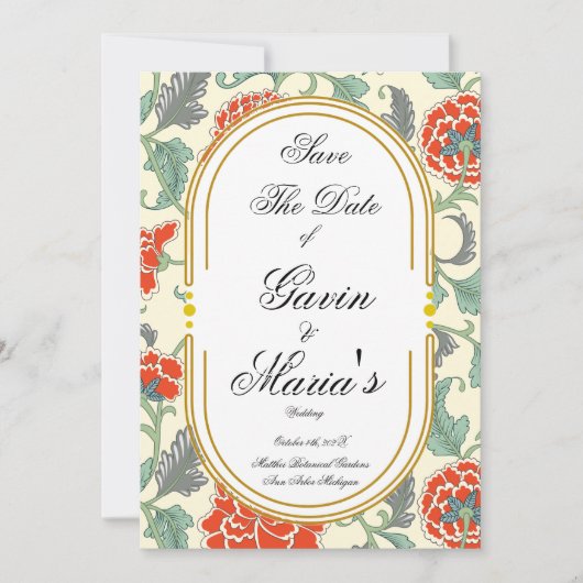 Rode bloemen met groene bladeren kaart (Voorkant)