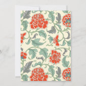 Rode bloemen met groene bladeren kaart (Achterkant)