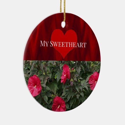 Rode bloemen met hart Ornament (Rechts)