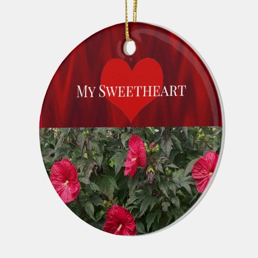 Rode bloemen met hart Ornament (Links)