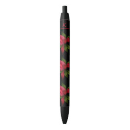 Rode bloemen met Initiaal Zwarte Inkt Pen