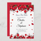 Rode bloemen met romantische rode harten kaart (Voorkant / Achterkant)