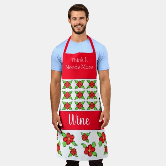 Rode bloemen met wit schort (Gedragen)