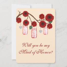 Rode Bloemen Metselwerk Potten Maid Of Honor Kaart