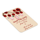 Rode Bloemen Metselwerk Potten Save The Date Magne Magneet (Rechterzijde)