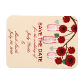 Rode Bloemen Metselwerk Potten Save The Date Magne Magneet (Horizontaal)