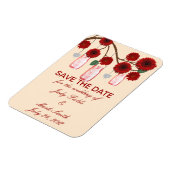 Rode Bloemen Metselwerk Potten Save The Date Magne Magneet (Linkerzijde)
