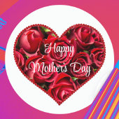 Rode Bloemen Moderne Elegante Gelukkige Moeders Da Ronde Sticker