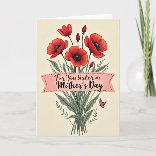 Rode Bloemen Moederdagkaart Kaart (Voorkant)