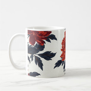 Rode Bloemen Mokken- bloemenprint Koffiemok