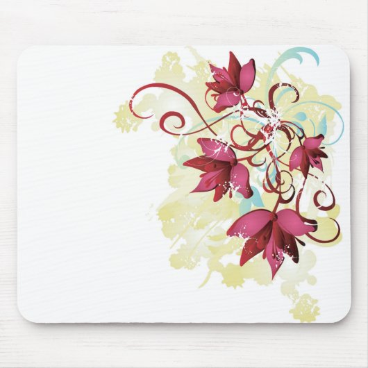 Rode bloemen Mousepad Muismat (Voorkant)
