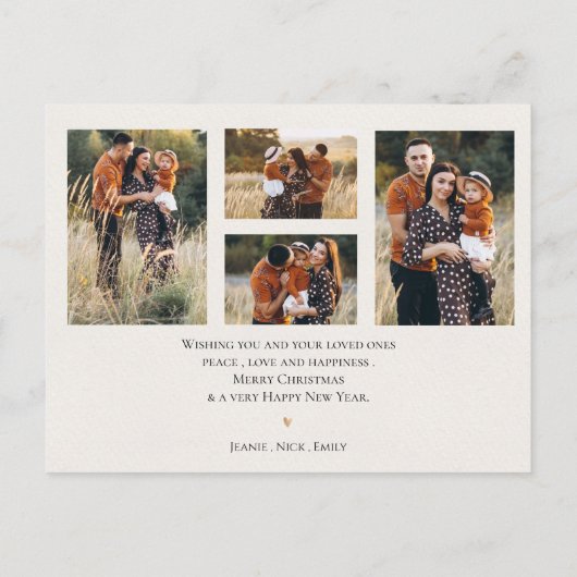 Rode Bloemen Multi Familie Foto's Vrolijk Kerstfee Briefkaart (Achterkant)