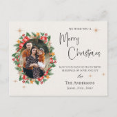 Rode Bloemen Multi Familie Foto's Vrolijk Kerstfee Briefkaart (Voorkant)