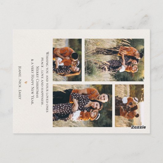 Rode Bloemen Multi Familie Foto's Vrolijk Kerstfee Briefkaart (Achterkant)