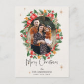 Rode Bloemen Multi Familie Foto's Vrolijk Kerstfee Briefkaart (Voorkant)