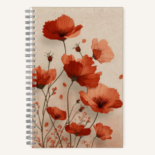Rode bloemen. notitieboek