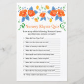 Rode bloemen Nursery Rhyme Quiz baby shower game (Voorkant)