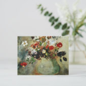 Rode bloemen, Odilon Redon-bloemen Briefkaart (Staand voorkant)