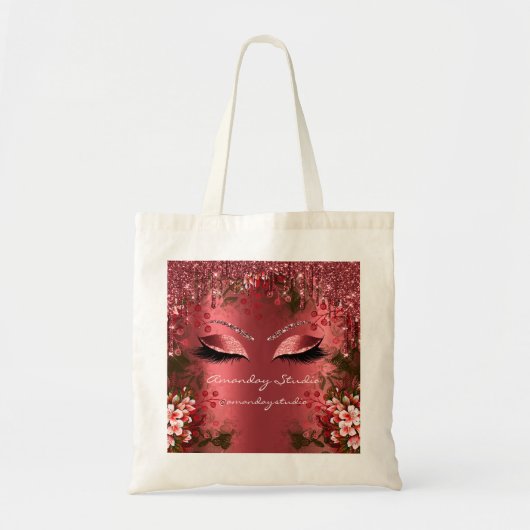 Rode Bloemen Ogen Glitter Drips Bruiloft Bruids Tote Bag (Voorkant)