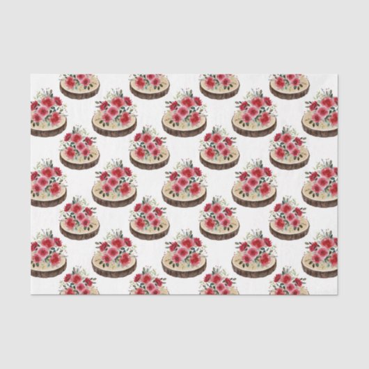 Rode Bloemen (Ontwerp 36 Rood Serie) Tissuepapier (Voorkant)