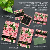 Rode Bloemen Ontwerp Patroon Aanpassen Naam Mousep Muismat