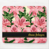 Rode Bloemen Ontwerp Patroon Aanpassen Naam Mousep Muismat (Voorkant)