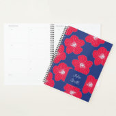 Rode bloemen op Blue_ Floral Pattern Script Planner (Display)