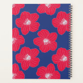Rode bloemen op Blue_ Floral Pattern Script Planner (Achterkant)