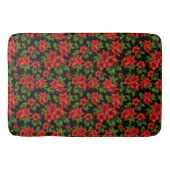 Rode bloemen op de zwarte achtergrond badmat (Voorkant)