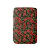 Rode bloemen op de zwarte achtergrond badmat (Voorkant Verticaal)