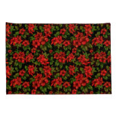 Rode bloemen op de zwarte achtergrond kussensloop (Achterkant-Rechts)