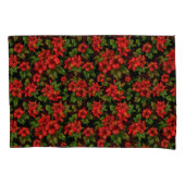 Rode bloemen op de zwarte achtergrond kussensloop (Voorkant-Links)