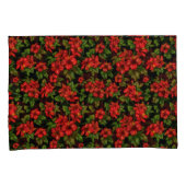 Rode bloemen op de zwarte achtergrond kussensloop (Voorkant-Rechts)