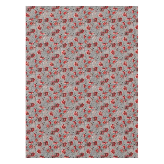 Rode bloemen op donkergrijs, rode papaver tafelkleed (Voorkant)