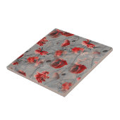 Rode bloemen op donkergrijs, rode papaver tegeltje (Zijkant)