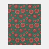 Rode bloemen op een groene achtergrond fleece deken (Voorkant)
