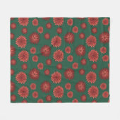 Rode bloemen op een groene achtergrond fleece deken (Voorkant (Horizontaal))