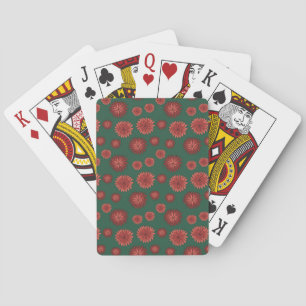 Rode bloemen op een groene achtergrond pokerkaarten