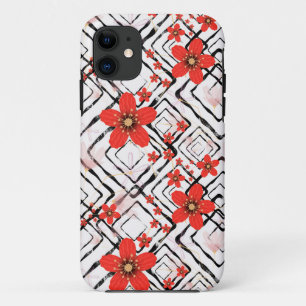 Rode bloemen op een witte, zwarte achtergrond. Case-Mate iPhone case