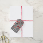 Rode bloemen op grijs cadeaulabel (Met Touw)