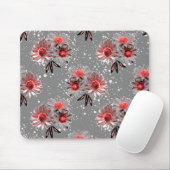 Rode bloemen op grijs muismat (Met muis)