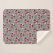 Rode bloemen op grijs sherpa deken (Voorkant (horizontaal))