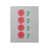 rode bloemen op grijze achtergrondvulling notitieblok (Linkerzijde)