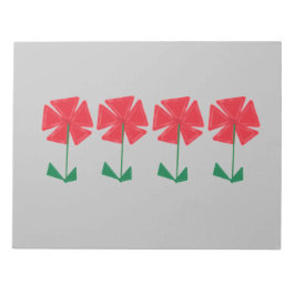 rode bloemen op grijze achtergrondvulling notitieblok