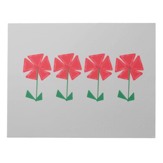 rode bloemen op grijze achtergrondvulling notitieblok (Voorkant)