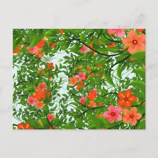 Rode Bloemen op Groen Briefkaart (Voorkant)