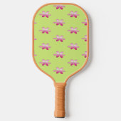 Rode bloemen op groen pickleball paddle (Achterkant)