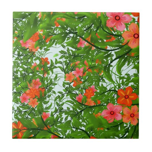 Rode Bloemen op Groen Tegeltje (Voorkant)
