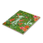Rode Bloemen op Groen Tegeltje (Zijkant)