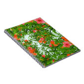 Rode bloemen op groene kunst notitieboek (Rechterzijde)